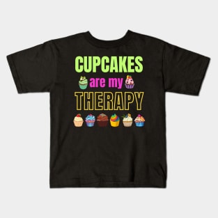 Cupcakes are my therapy Kids T-Shirt